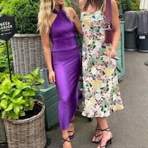 Purple Halter Midi Dress